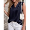 image:imageBTFBM Summer Tank Tops 2026 Satin Business Casual Outfits for Women Pleated Sleeveless Shirts Silk Spring Work BlousesNavy Blue