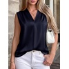 image:imageBTFBM Summer Tank Tops 2026 Satin Business Casual Outfits for Women Pleated Sleeveless Shirts Silk Spring Work BlousesNavy Blue
