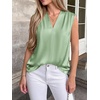 image:imageBTFBM Summer Tank Tops 2026 Satin Business Casual Outfits for Women Pleated Sleeveless Shirts Silk Spring Work BlousesSage Green