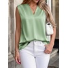 image:imageBTFBM Summer Tank Tops 2026 Satin Business Casual Outfits for Women Pleated Sleeveless Shirts Silk Spring Work BlousesSage Green