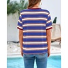 image:imageBTFBM Summer Tops for Women 2026 Crewneck Short Sleeve Striped T Shirts Casual Spring Clothes Color Block Basic Tee BlousesBlue Wine Red