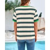 image:imageBTFBM Summer Tops for Women 2026 Crewneck Short Sleeve Striped T Shirts Casual Spring Clothes Color Block Basic Tee BlousesDark Green Apricot