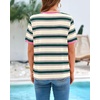 image:imageBTFBM Summer Tops for Women 2026 Crewneck Short Sleeve Striped T Shirts Casual Spring Clothes Color Block Basic Tee BlousesDark Green Pink