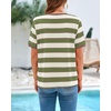 image:imageBTFBM Summer Tops for Women 2026 Crewneck Short Sleeve Striped T Shirts Casual Spring Clothes Color Block Basic Tee BlousesLight Green White