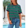 image:imageBTFBM Summer Tops for Women 2026 Crewneck Short Sleeve Striped T Shirts Casual Spring Clothes Color Block Basic Tee BlousesNavy Green