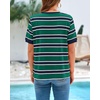 image:imageBTFBM Summer Tops for Women 2026 Crewneck Short Sleeve Striped T Shirts Casual Spring Clothes Color Block Basic Tee BlousesNavy Green