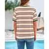 image:imageBTFBM Summer Tops for Women 2026 Crewneck Short Sleeve Striped T Shirts Casual Spring Clothes Color Block Basic Tee BlousesPink Apricot