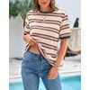 image:imageBTFBM Summer Tops for Women 2026 Crewneck Short Sleeve Striped T Shirts Casual Spring Clothes Color Block Basic Tee BlousesPink Apricot