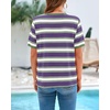 image:imageBTFBM Summer Tops for Women 2026 Crewneck Short Sleeve Striped T Shirts Casual Spring Clothes Color Block Basic Tee BlousesPurple White