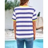 image:imageBTFBM Summer Tops for Women 2026 Crewneck Short Sleeve Striped T Shirts Casual Spring Clothes Color Block Basic Tee BlousesWhite Dark Blue