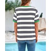image:imageBTFBM Summer Tops for Women 2026 Crewneck Short Sleeve Striped T Shirts Casual Spring Clothes Color Block Basic Tee BlousesWhite Grey
