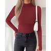 image:imageBTFBM Turtleneck Tops for Women Thumbhole Long Sleeve Shirts  Lightweight Fleece Lining Casual Basic Layering Top Slim Fit Stretch Winter Thermal Underwear 2026 Fall Fashion ClothingRed