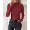 image:imageBTFBM Turtleneck Tops for Women Thumbhole Long Sleeve Shirts  Lightweight Fleece Lining Casual Basic Layering Top Slim Fit Stretch Winter Thermal Underwear 2026 Fall Fashion ClothingRed