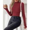 image:imageBTFBM Turtleneck Tops for Women Thumbhole Long Sleeve Shirts  Lightweight Fleece Lining Casual Basic Layering Top Slim Fit Stretch Winter Thermal Underwear 2026 Fall Fashion ClothingRed