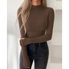 image:imageBTFBM Turtleneck Tops for Women Thumbhole Long Sleeve Shirts  Lightweight Fleece Lining Casual Basic Layering Top Slim Fit Stretch Winter Thermal Underwear 2026 Fall Fashion ClothingBrown