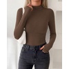 image:imageBTFBM Turtleneck Tops for Women Thumbhole Long Sleeve Shirts  Lightweight Fleece Lining Casual Basic Layering Top Slim Fit Stretch Winter Thermal Underwear 2026 Fall Fashion ClothingBrown