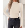 image:imageBTFBM Turtleneck Tops for Women Thumbhole Long Sleeve Shirts  Lightweight Fleece Lining Casual Basic Layering Top Slim Fit Stretch Winter Thermal Underwear 2026 Fall Fashion ClothingBeige