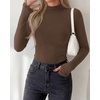 image:imageBTFBM Turtleneck Tops for Women Thumbhole Long Sleeve Shirts  Lightweight Fleece Lining Casual Basic Layering Top Slim Fit Stretch Winter Thermal Underwear 2026 Fall Fashion ClothingBrown