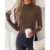 image:imageBTFBM Turtleneck Tops for Women Thumbhole Long Sleeve Shirts  Lightweight Fleece Lining Casual Basic Layering Top Slim Fit Stretch Winter Thermal Underwear 2026 Fall Fashion ClothingBrown