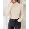 image:imageBTFBM Turtleneck Tops for Women Thumbhole Long Sleeve Shirts  Lightweight Fleece Lining Casual Basic Layering Top Slim Fit Stretch Winter Thermal Underwear 2026 Fall Fashion ClothingBeige