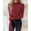 image:imageBTFBM Turtleneck Tops for Women Thumbhole Long Sleeve Shirts  Lightweight Fleece Lining Casual Basic Layering Top Slim Fit Stretch Winter Thermal Underwear 2026 Fall Fashion ClothingRed
