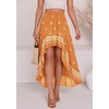 image:imageBTFBM Women 2026 Spring Summer Long Skirts Dress Boho Floral Elastic Waist Split Ruffle High Low Beach Maxi Skirt ClothesXbrown Orange