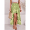image:imageBTFBM Women 2026 Spring Summer Long Skirts Dress Boho Floral Elastic Waist Split Ruffle High Low Beach Maxi Skirt ClothesXlight Green