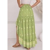 image:imageBTFBM Women 2026 Spring Summer Long Skirts Dress Boho Floral Elastic Waist Split Ruffle High Low Beach Maxi Skirt ClothesXlight Green