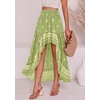 image:imageBTFBM Women 2026 Spring Summer Long Skirts Dress Boho Floral Elastic Waist Split Ruffle High Low Beach Maxi Skirt ClothesXlight Green
