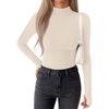 image:imageBTFBM Turtleneck Tops for Women Thumbhole Long Sleeve Shirts  Lightweight Fleece Lining Casual Basic Layering Top Slim Fit Stretch Winter Thermal Underwear 2026 Fall Fashion ClothingBeige