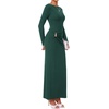 image:imageBTFBM Womens Long Sleeve Ruched Slit Maxi Wedding Guest Dress  Boat Neck Bodycon Semi Formal Dresses For Women Cocktail Party Homecoming Date Night Christmas Holiday Winter OutfitsGreen