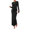 image:imageBTFBM Womens Long Sleeve Ruched Slit Maxi Wedding Guest Dress  Boat Neck Bodycon Semi Formal Dresses For Women Cocktail Party Homecoming Date Night Christmas Holiday Winter OutfitsBlack