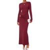image:imageBTFBM Womens Long Sleeve Ruched Slit Maxi Wedding Guest Dress  Boat Neck Bodycon Semi Formal Dresses For Women Cocktail Party Homecoming Date Night Christmas Holiday Winter OutfitsBurgundy