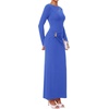 image:imageBTFBM Womens Long Sleeve Ruched Slit Maxi Wedding Guest Dress  Boat Neck Bodycon Semi Formal Dresses For Women Cocktail Party Homecoming Date Night Christmas Holiday Winter OutfitsBlue