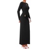 image:imageBTFBM Womens Long Sleeve Ruched Slit Maxi Wedding Guest Dress  Boat Neck Bodycon Semi Formal Dresses For Women Cocktail Party Homecoming Date Night Christmas Holiday Winter OutfitsBlack