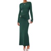 image:imageBTFBM Womens Long Sleeve Ruched Slit Maxi Wedding Guest Dress  Boat Neck Bodycon Semi Formal Dresses For Women Cocktail Party Homecoming Date Night Christmas Holiday Winter OutfitsGreen