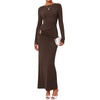 image:imageBTFBM Womens Long Sleeve Ruched Slit Maxi Wedding Guest Dress  Boat Neck Bodycon Semi Formal Dresses For Women Cocktail Party Homecoming Date Night Christmas Holiday Winter OutfitsBrown