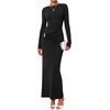 image:imageBTFBM Womens Long Sleeve Ruched Slit Maxi Wedding Guest Dress  Boat Neck Bodycon Semi Formal Dresses For Women Cocktail Party Homecoming Date Night Christmas Holiday Winter OutfitsBlack