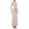 image:imageBTFBM Womens Long Sleeve Ruched Slit Maxi Wedding Guest Dress  Boat Neck Bodycon Semi Formal Dresses For Women Cocktail Party Homecoming Date Night Christmas Holiday Winter OutfitsBeige