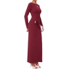 image:imageBTFBM Womens Long Sleeve Ruched Slit Maxi Wedding Guest Dress  Boat Neck Bodycon Semi Formal Dresses For Women Cocktail Party Homecoming Date Night Christmas Holiday Winter OutfitsBurgundy
