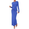 image:imageBTFBM Womens Long Sleeve Ruched Slit Maxi Wedding Guest Dress  Boat Neck Bodycon Semi Formal Dresses For Women Cocktail Party Homecoming Date Night Christmas Holiday Winter OutfitsBlue