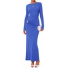 image:imageBTFBM Womens Long Sleeve Ruched Slit Maxi Wedding Guest Dress  Boat Neck Bodycon Semi Formal Dresses For Women Cocktail Party Homecoming Date Night Christmas Holiday Winter OutfitsBlue