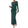 image:imageBTFBM Womens Long Sleeve Ruched Slit Maxi Wedding Guest Dress  Boat Neck Bodycon Semi Formal Dresses For Women Cocktail Party Homecoming Date Night Christmas Holiday Winter OutfitsGreen