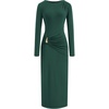 image:imageBTFBM Womens Long Sleeve Ruched Slit Maxi Wedding Guest Dress  Boat Neck Bodycon Semi Formal Dresses For Women Cocktail Party Homecoming Date Night Christmas Holiday Winter OutfitsGreen