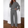 image:imageBTFBM Striped Lounge Set Sweatsuits Women 2 Piece Outfit  Womens Pajama SetsCrew NeckWide LegAirport Vacation OutfitsFall Winter ClothesGrey Black