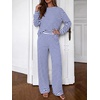 image:imageBTFBM Striped Lounge Set Sweatsuits Women 2 Piece Outfit  Womens Pajama SetsCrew NeckWide LegAirport Vacation OutfitsFall Winter ClothesWhite Blue