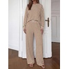 image:imageBTFBM Striped Lounge Set Sweatsuits Women 2 Piece Outfit  Womens Pajama SetsCrew NeckWide LegAirport Vacation OutfitsFall Winter ClothesWhite Brown
