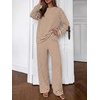 image:imageBTFBM Striped Lounge Set Sweatsuits Women 2 Piece Outfit  Womens Pajama SetsCrew NeckWide LegAirport Vacation OutfitsFall Winter ClothesWhite Brown