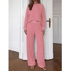 image:imageBTFBM Striped Lounge Set Sweatsuits Women 2 Piece Outfit  Womens Pajama SetsCrew NeckWide LegAirport Vacation OutfitsFall Winter ClothesWhite Red