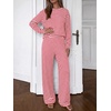 image:imageBTFBM Striped Lounge Set Sweatsuits Women 2 Piece Outfit  Womens Pajama SetsCrew NeckWide LegAirport Vacation OutfitsFall Winter ClothesWhite Red